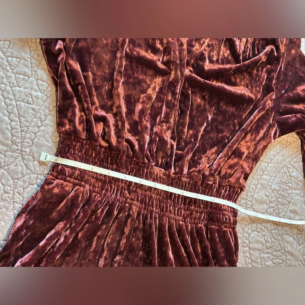 Belle by Kim Gravel Red Ruched Long Sleeve Gown - Picture 4 of 13